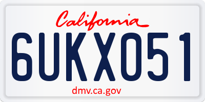 CA license plate 6UKX051
