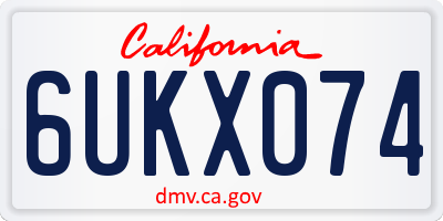 CA license plate 6UKX074