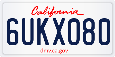 CA license plate 6UKX080