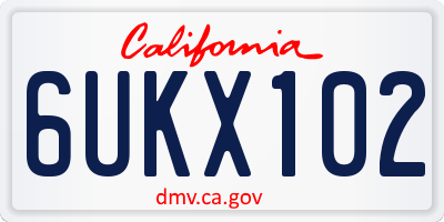 CA license plate 6UKX102