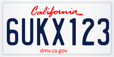 CA license plate 6UKX123