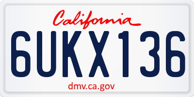 CA license plate 6UKX136