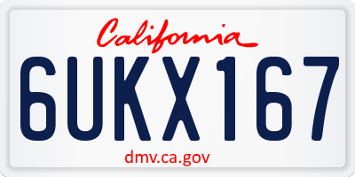 CA license plate 6UKX167