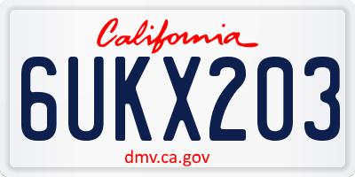 CA license plate 6UKX203