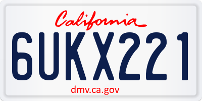 CA license plate 6UKX221