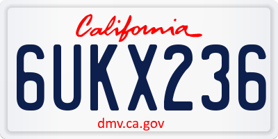 CA license plate 6UKX236