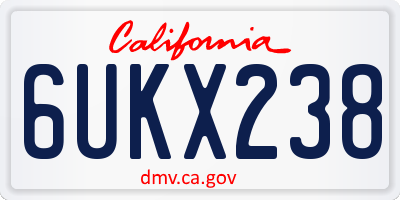 CA license plate 6UKX238