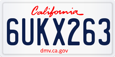 CA license plate 6UKX263