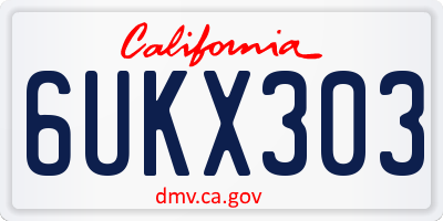 CA license plate 6UKX303