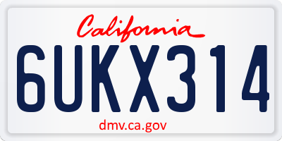 CA license plate 6UKX314