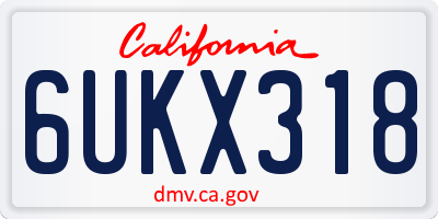 CA license plate 6UKX318