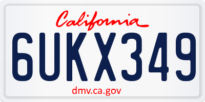 CA license plate 6UKX349