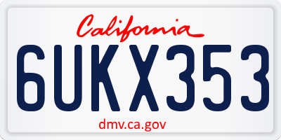 CA license plate 6UKX353