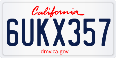 CA license plate 6UKX357