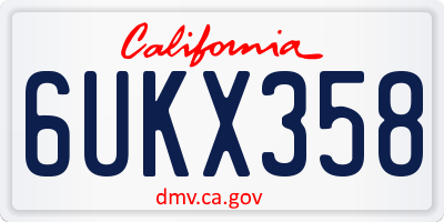 CA license plate 6UKX358