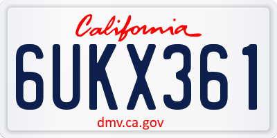 CA license plate 6UKX361