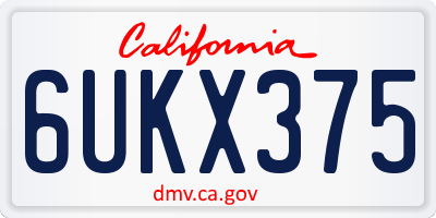 CA license plate 6UKX375