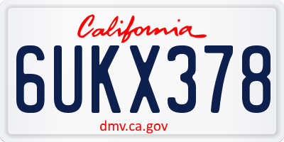CA license plate 6UKX378