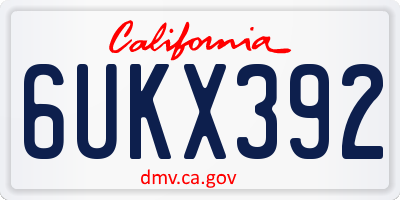 CA license plate 6UKX392