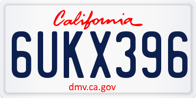 CA license plate 6UKX396