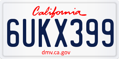 CA license plate 6UKX399