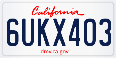 CA license plate 6UKX403