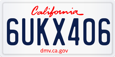 CA license plate 6UKX406