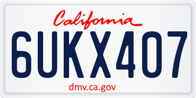 CA license plate 6UKX407
