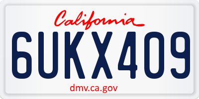 CA license plate 6UKX409