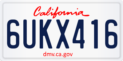 CA license plate 6UKX416