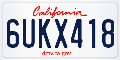 CA license plate 6UKX418