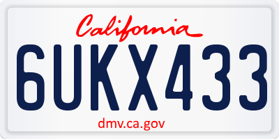 CA license plate 6UKX433