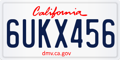 CA license plate 6UKX456