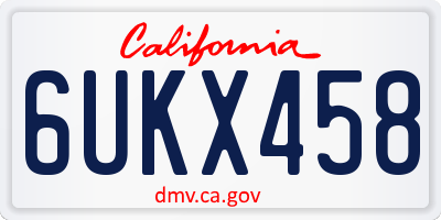 CA license plate 6UKX458