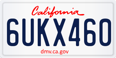 CA license plate 6UKX460