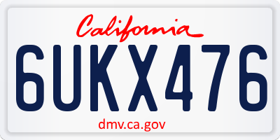 CA license plate 6UKX476