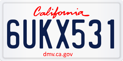 CA license plate 6UKX531