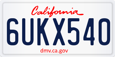 CA license plate 6UKX540