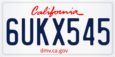 CA license plate 6UKX545