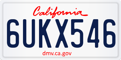 CA license plate 6UKX546