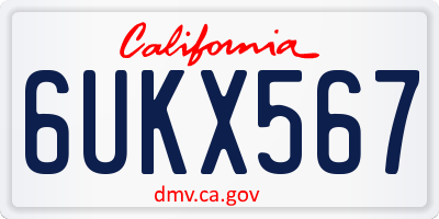 CA license plate 6UKX567
