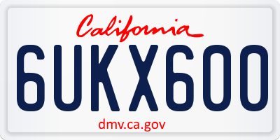 CA license plate 6UKX600