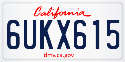 CA license plate 6UKX615