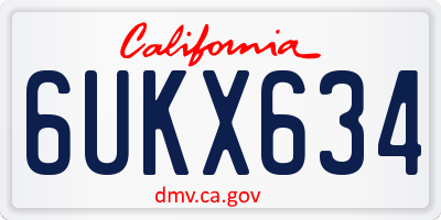 CA license plate 6UKX634