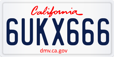 CA license plate 6UKX666