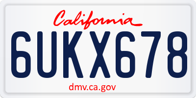 CA license plate 6UKX678