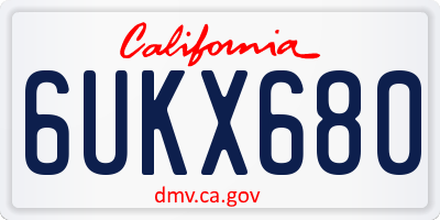 CA license plate 6UKX680