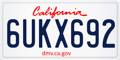CA license plate 6UKX692