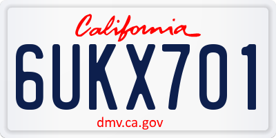 CA license plate 6UKX701