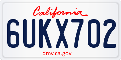CA license plate 6UKX702